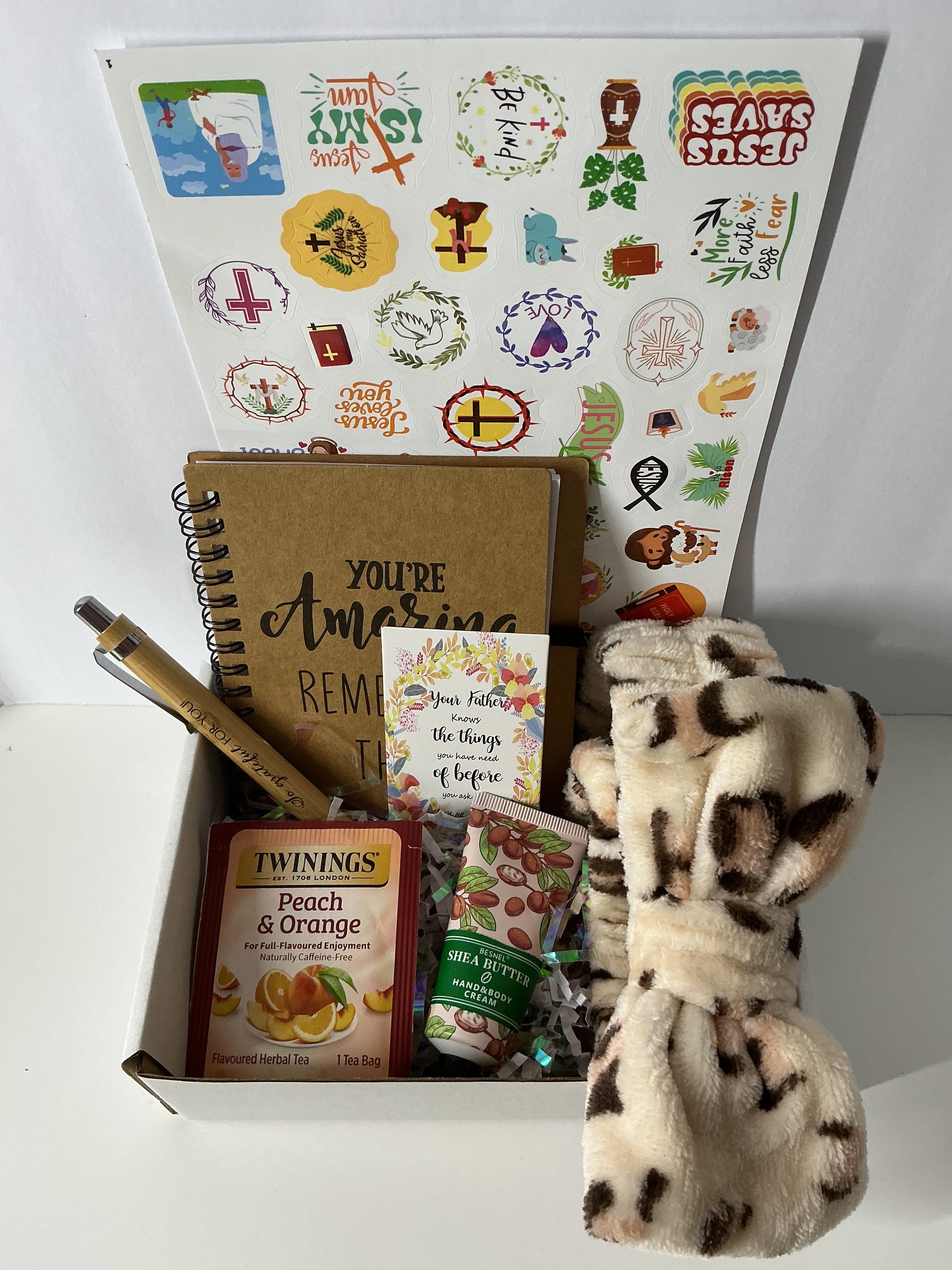 Faith & Reflection Tea Gift Box – Christian Self Care Box, Scripture & Tea Set for Women