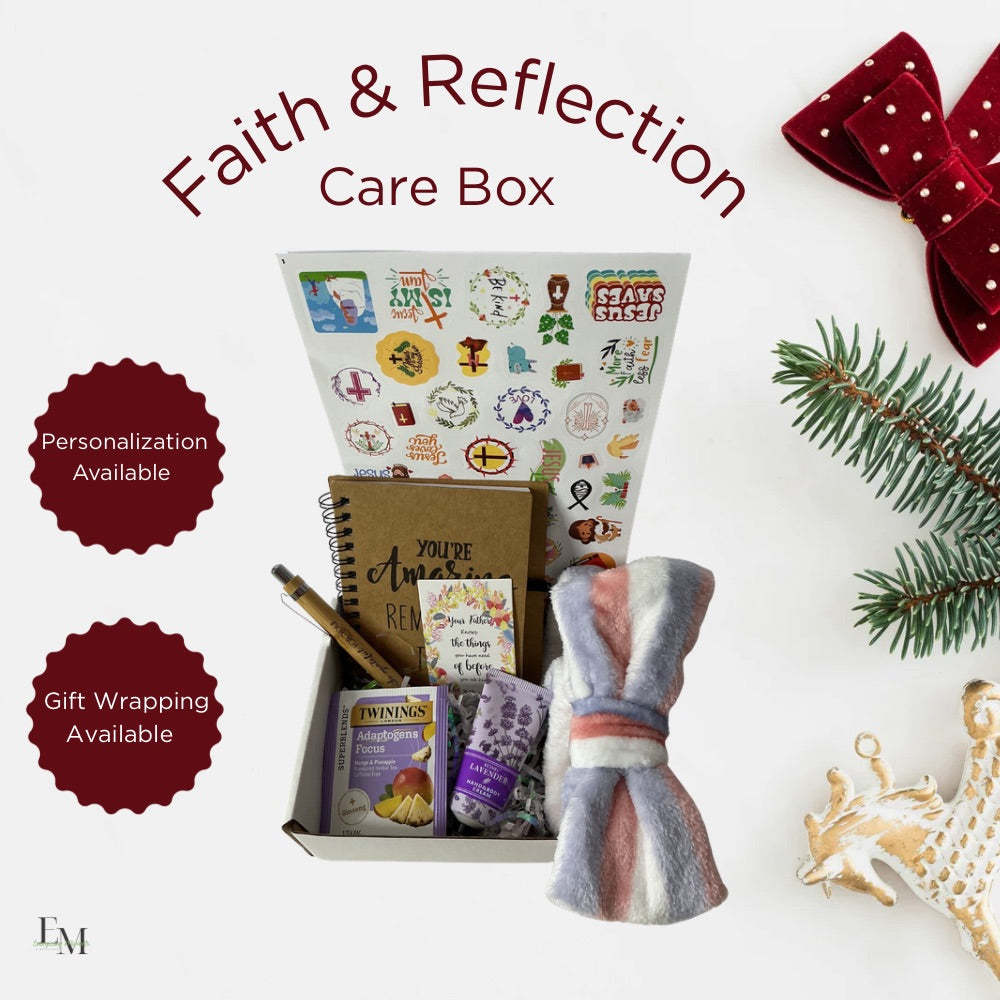 Faith & Reflection Tea Gift Box – Christian Self Care Box, Scripture & Tea Set for Women