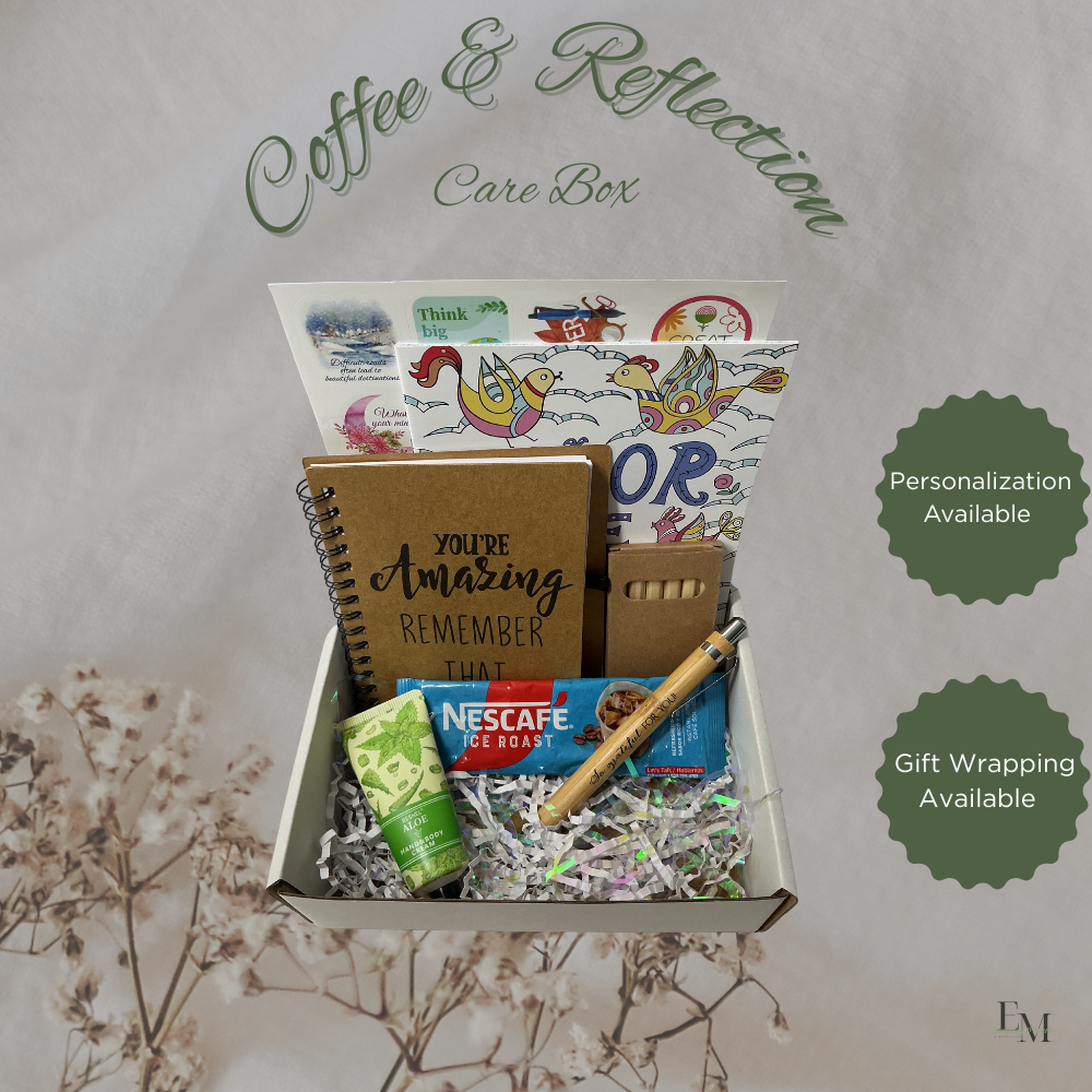 Coffee & Reflection Self Care Box – Journaling Gift Set, Relaxing Coffee Gift for Women