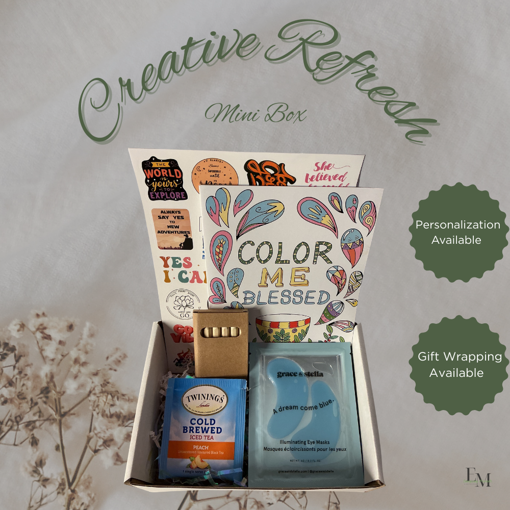 Creative Refresh Mini Self Care Box – Small Gift for Women, Coloring & Relaxation Kit