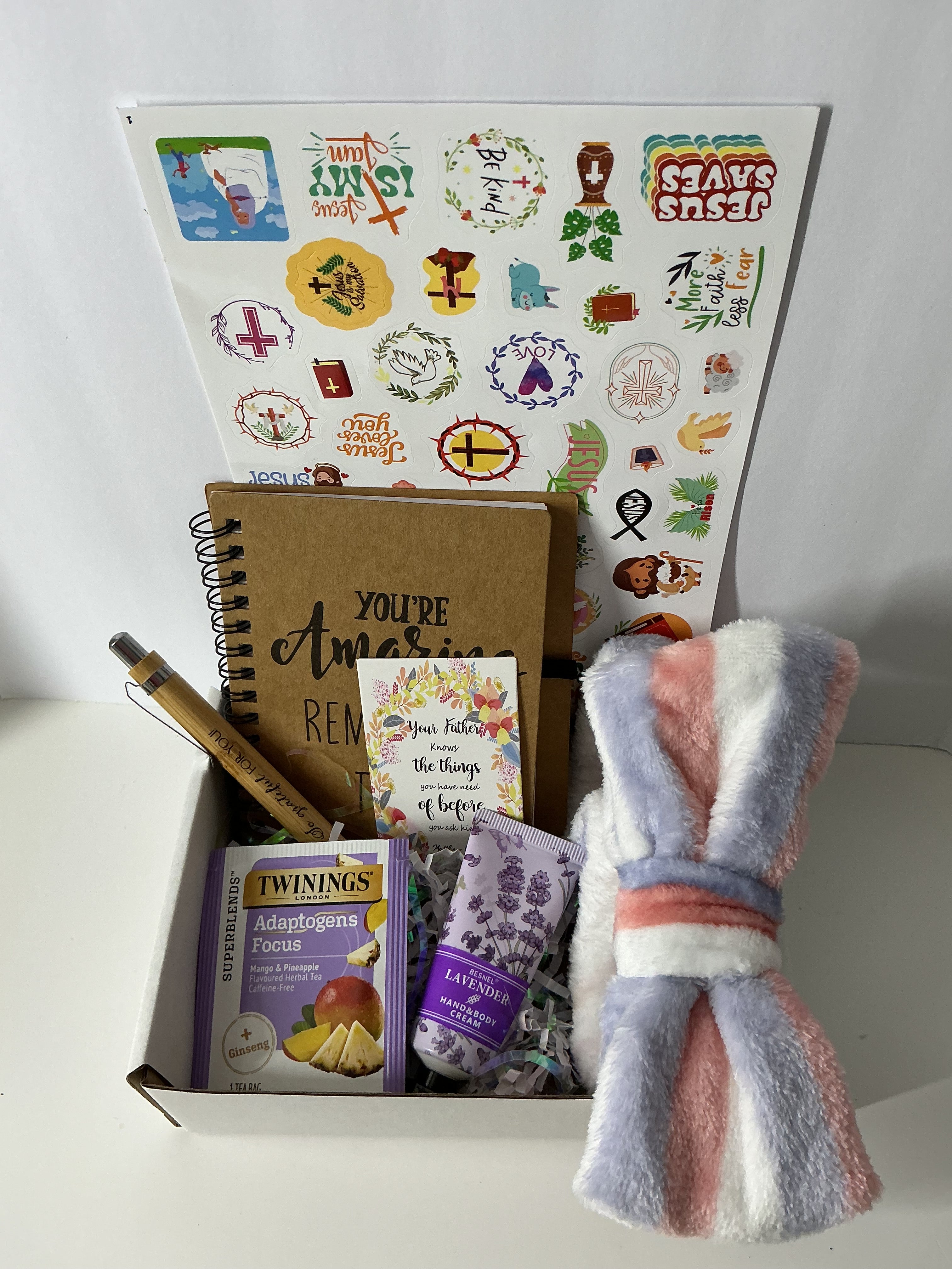 Faith & Reflection Tea Gift Box – Christian Self Care Box, Scripture & Tea Set for Women