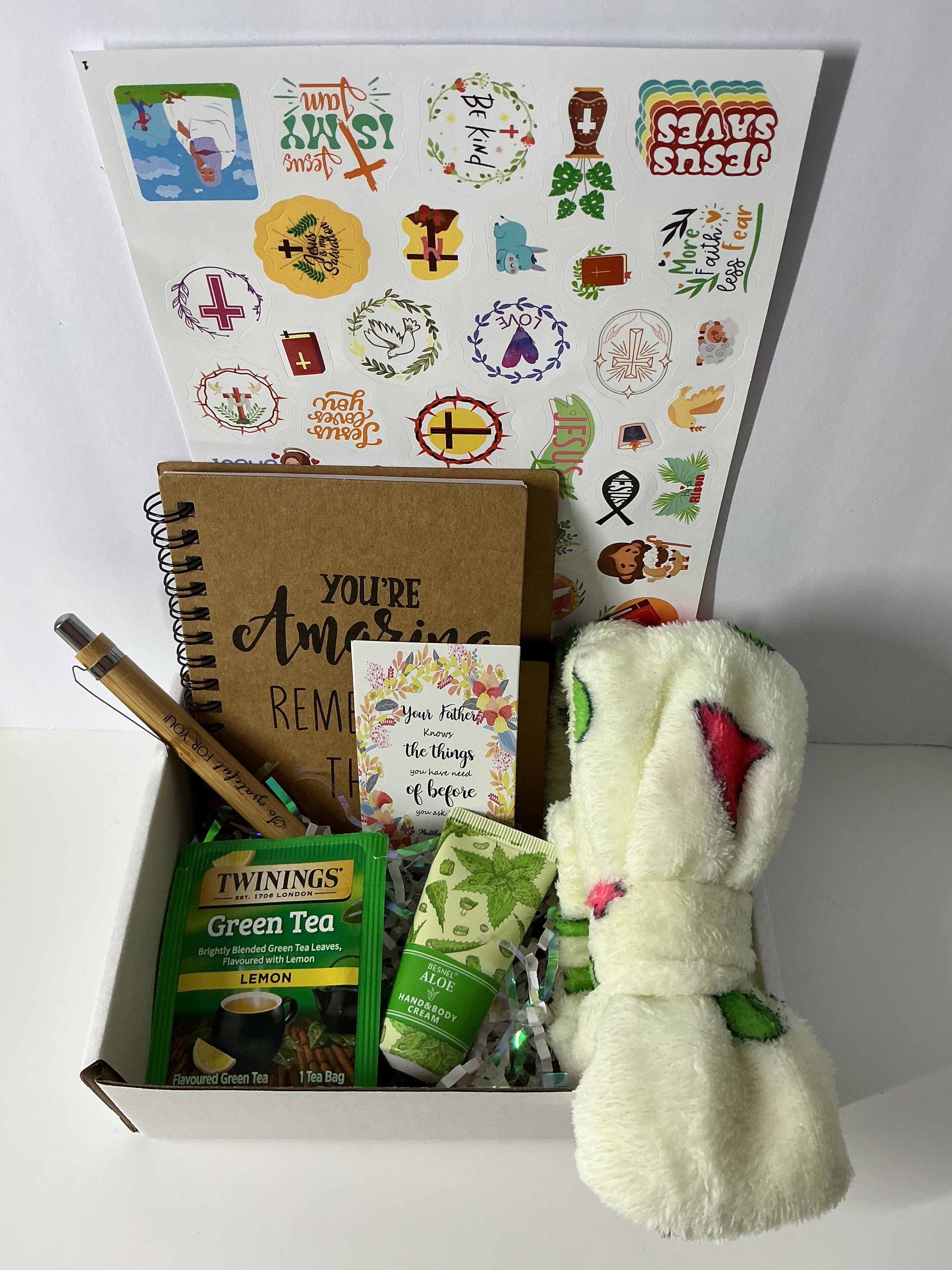 Faith & Reflection Tea Gift Box – Christian Self Care Box, Scripture & Tea Set for Women