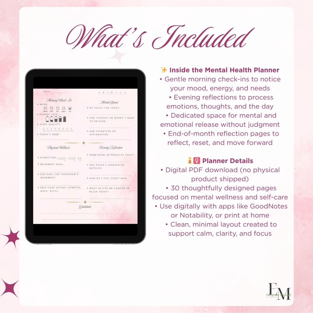 Mental Health Digital Planner | Self-Care & Self-Love Journal for GoodNotes, Kindle Scribe & Printable PDF