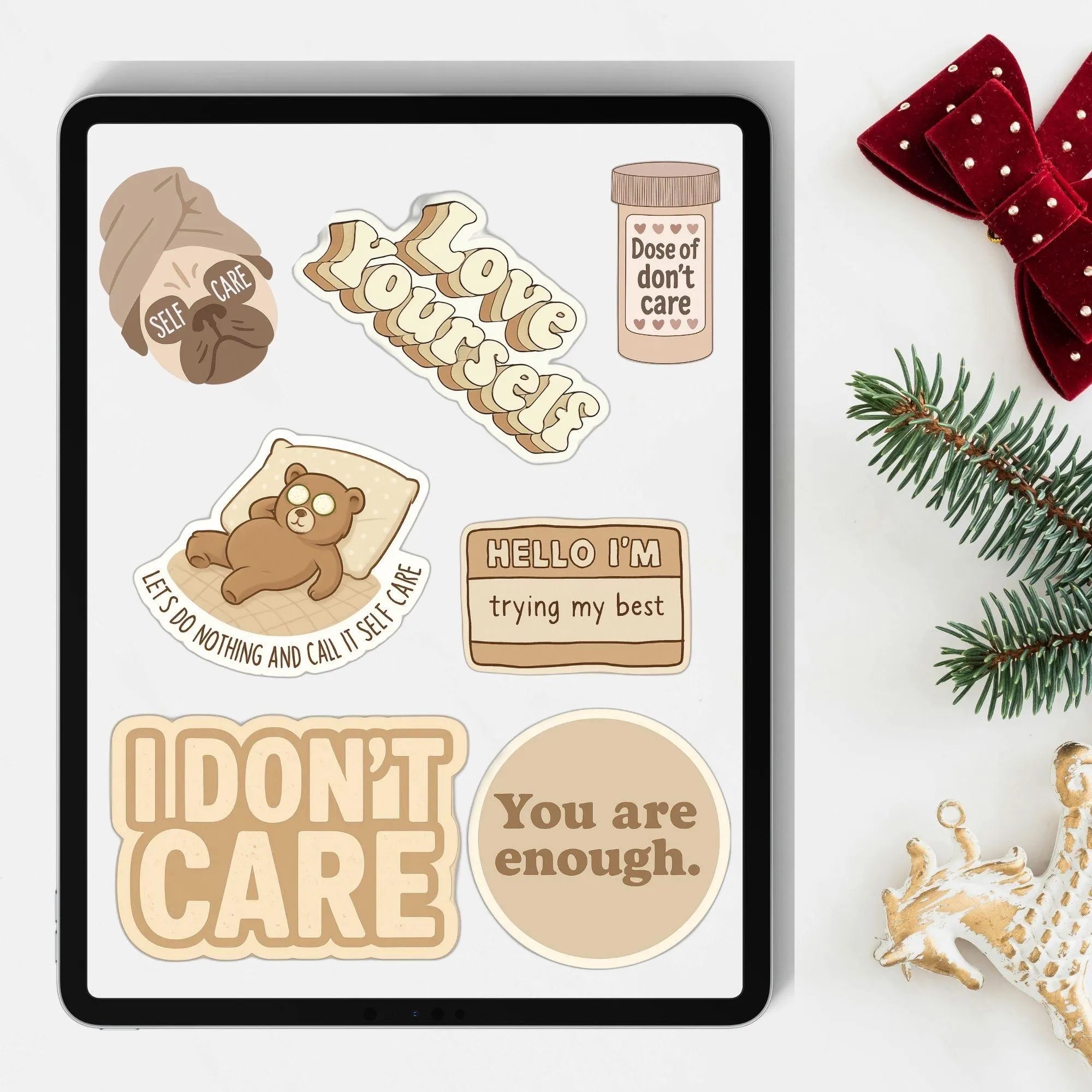 Self Care Digital Stickers | 10 Pre-Cropped PNGs for GoodNotes, Notability & Digital Planners