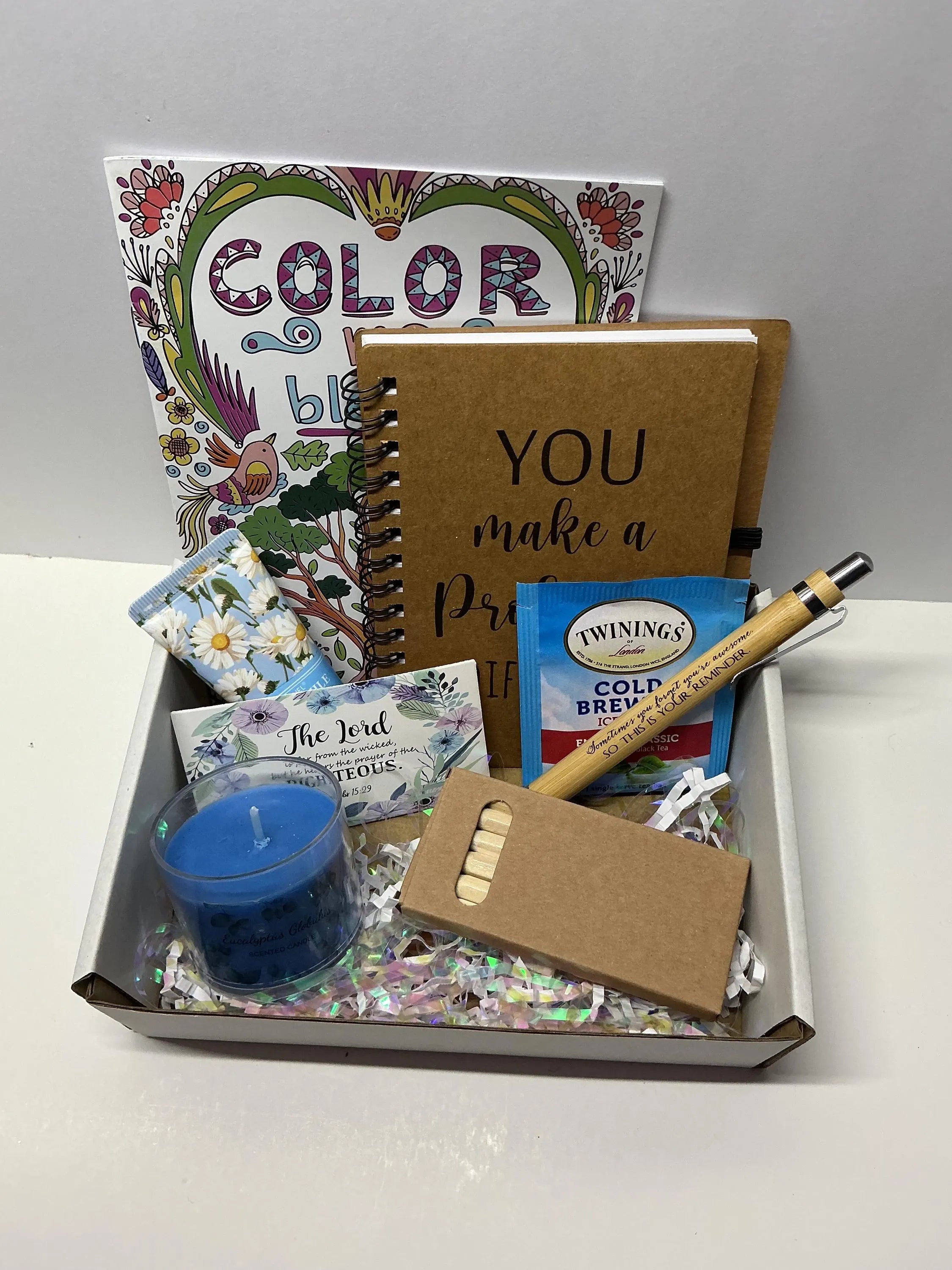 Rest & Reflect Coloring Self Care Box – Relaxing Scripture Coloring Gift for Women