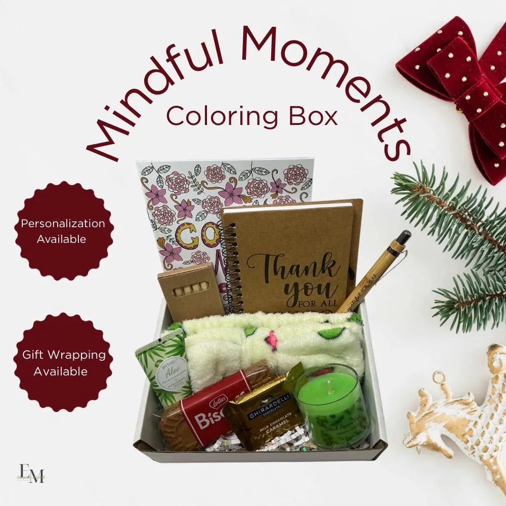 Mindful Moments Coloring Gift Box – Relaxation & Mindfulness Self Care Set for Women