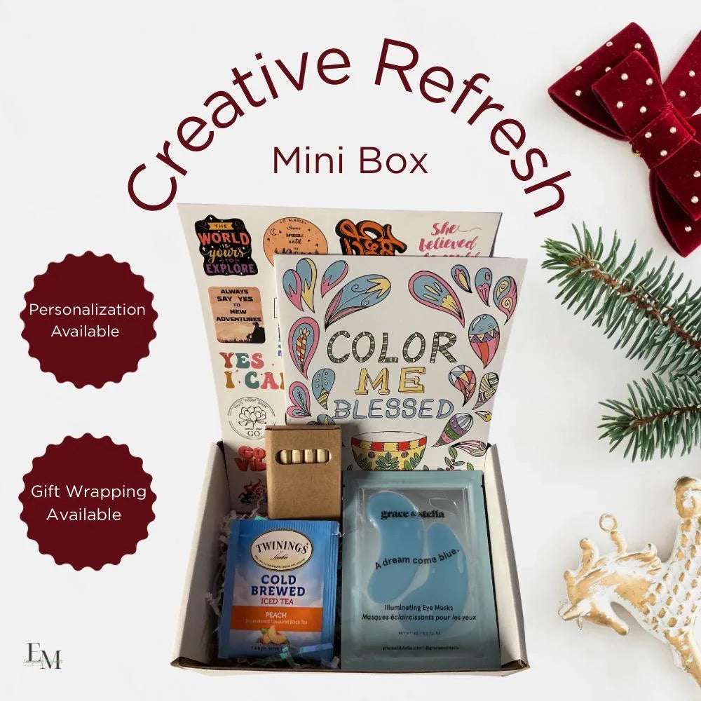 Creative Refresh Mini Self Care Box – Small Gift for Women, Coloring & Relaxation Kit