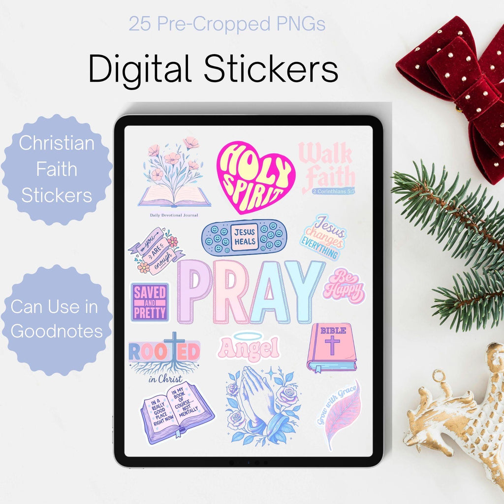 Christian Digital Sticker Pack (25 PNGs) | GoodNotes, Notability & Digital Planners