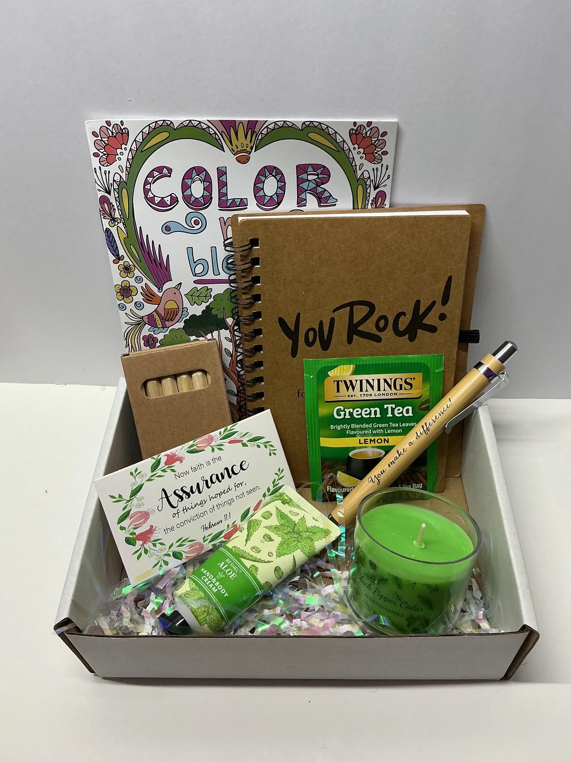 Rest & Reflect Coloring Self Care Box – Relaxing Scripture Coloring Gift for Women