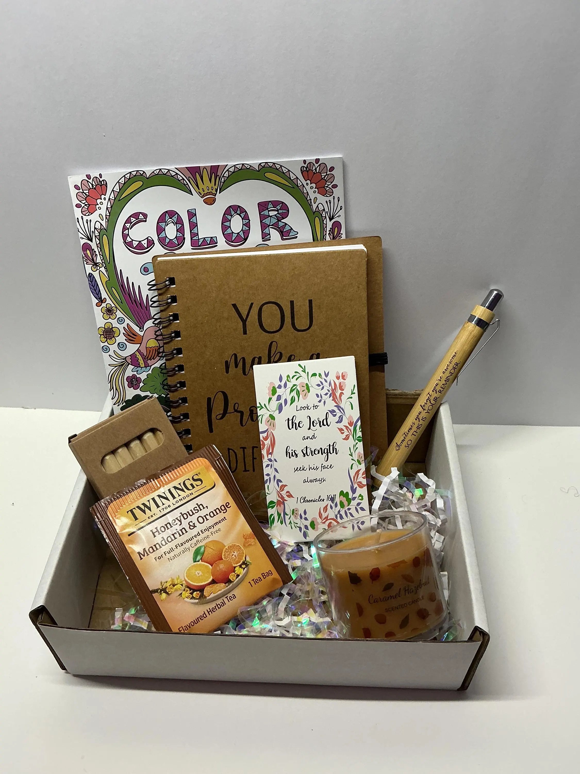 Rest & Reflect Coloring Self Care Box – Relaxing Scripture Coloring Gift for Women