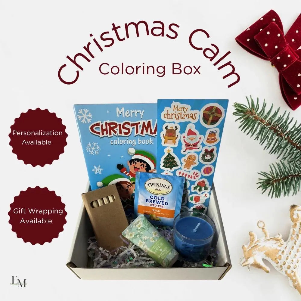 Christmas Calm Coloring Gift Box – Holiday Relaxation Kit, Self Care Coloring for Women