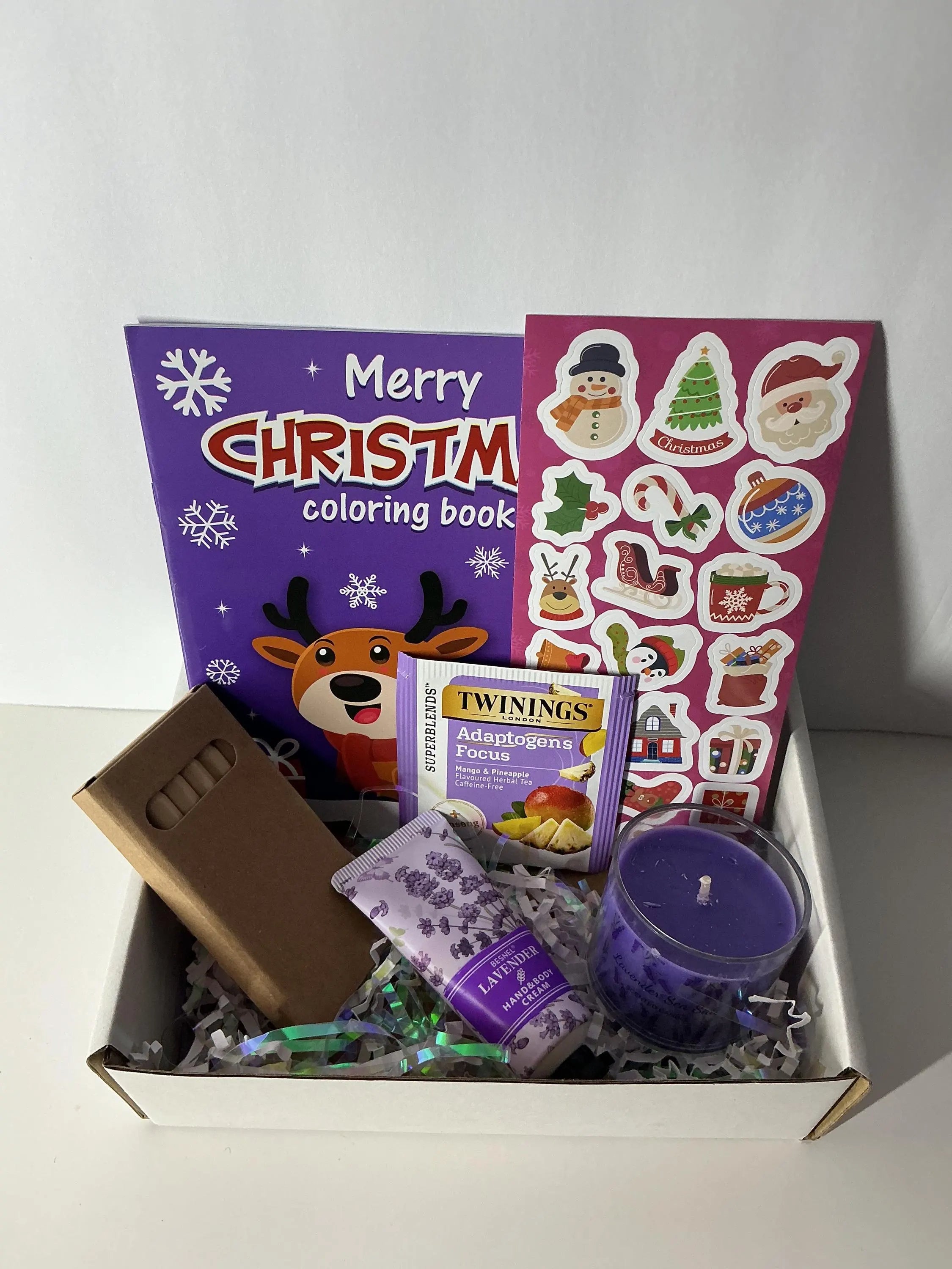 Christmas Calm Coloring Gift Box – Holiday Relaxation Kit, Self Care Coloring for Women