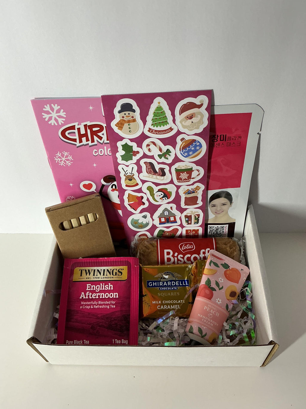 Christmas Cozy Tea & Creativity Gift Box – Holiday Self Care Kit with Tea & Coloring